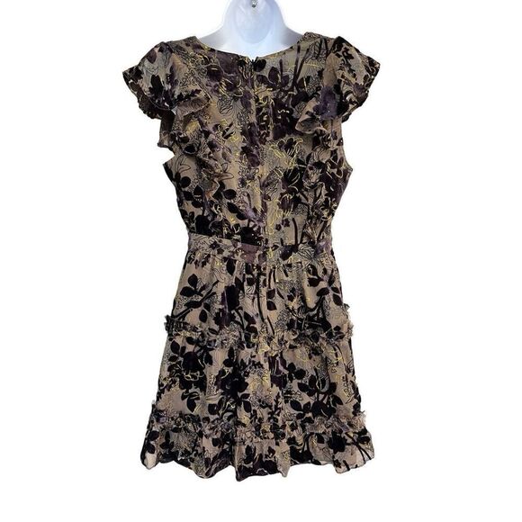 House Of Harlow 1960 X Revolve Mini Dress Purple Velvet Ruffle Deep V Women’s M - Picture 13 of 16